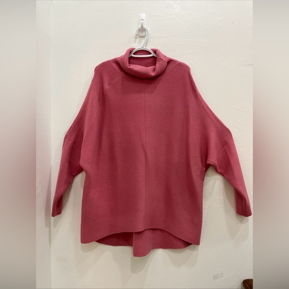 The Unbranded Brand Sweaters - Turtleneck Poncho Sweater Pink M Women Oversized
